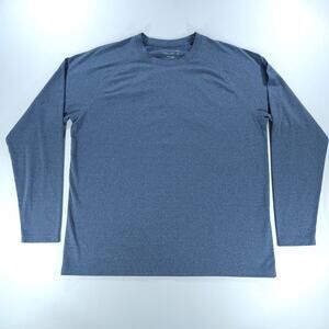 Peter Millar Crown Sport Long Sleeve Performance Tee UPF 50+ Heather Navy XL